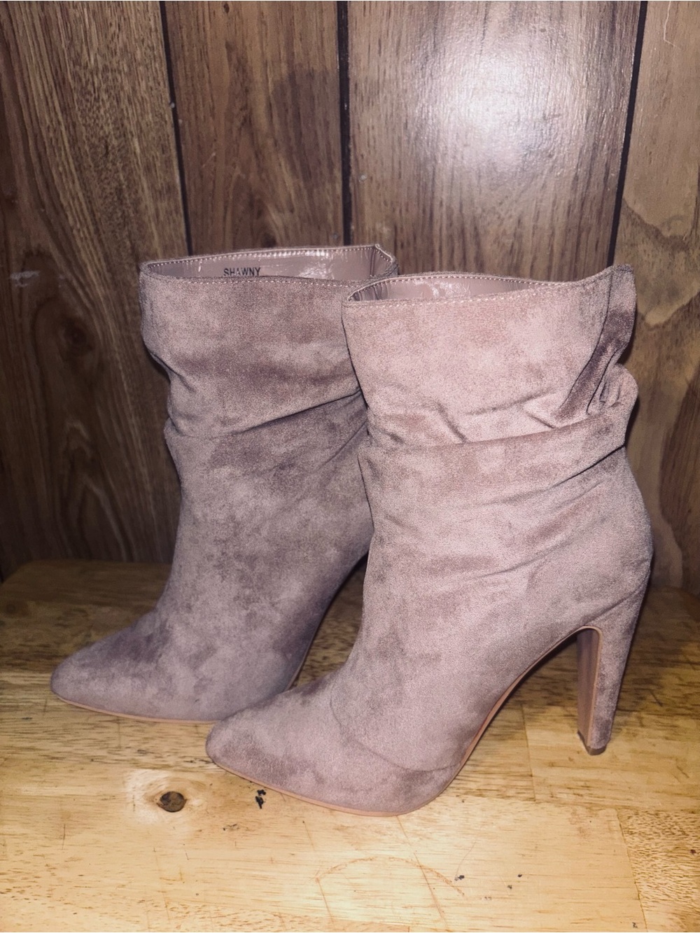 So Me Dusty Taupe Suede Slouch Ankle Boots